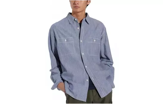 Рубашка унисекс королевского синего цвета Uniqlo, синий