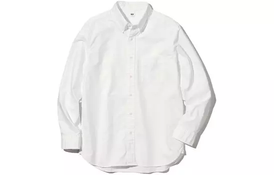 Рубашка унисекс молочно-белая Uniqlo, слоновая кость