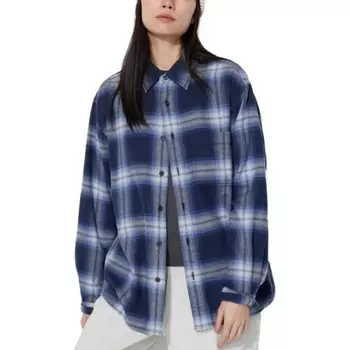 Рубашка унисекс небесно-голубая Uniqlo, голубой
