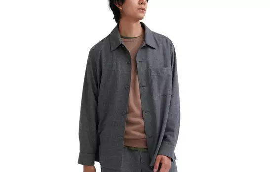 Рубашка унисекс небесно-серая Uniqlo, серый