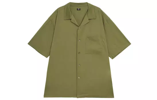 Рубашка унисекс оливкового цвета Uniqlo, оливковый