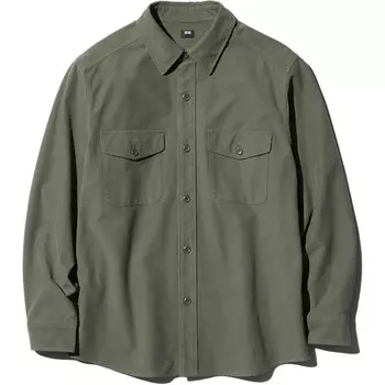 Рубашка унисекс оливкового цвета Uniqlo, оливковый