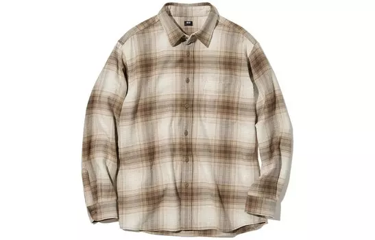 Рубашка унисекс темно-бежевая Uniqlo, темно-бежевый