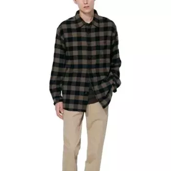 Рубашка унисекс темно-коричневая Uniqlo, коричневый
