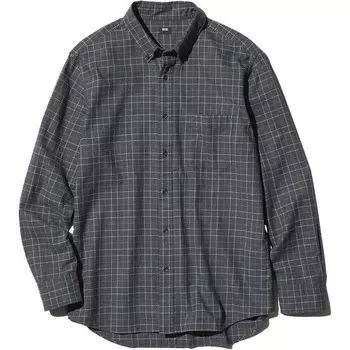 Рубашка унисекс темно-серая Uniqlo, темно-серый