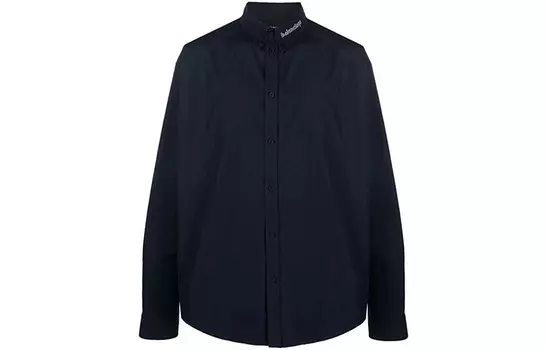 Рубашка унисекс темно-синяя Balenciaga, синий