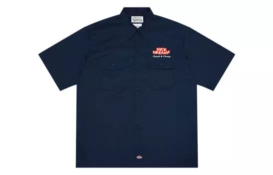 Рубашка унисекс темно-синяя Dickies, темно-синий