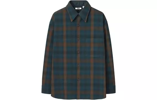 Рубашка унисекс темно-синяя Uniqlo, темно-синий