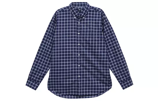 Рубашка унисекс темно-синяя Uniqlo, темно-синий