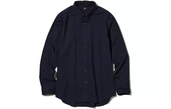 Рубашка унисекс темно-синяя Uniqlo, темно-синий