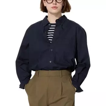 Рубашка унисекс темно-синяя Uniqlo, темно-синий