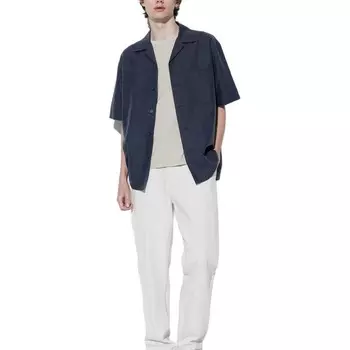 Рубашка унисекс темно-синяя Uniqlo, темно-синий