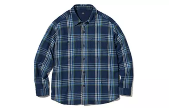 Рубашка унисекс темно-синяя Uniqlo, темно-синий