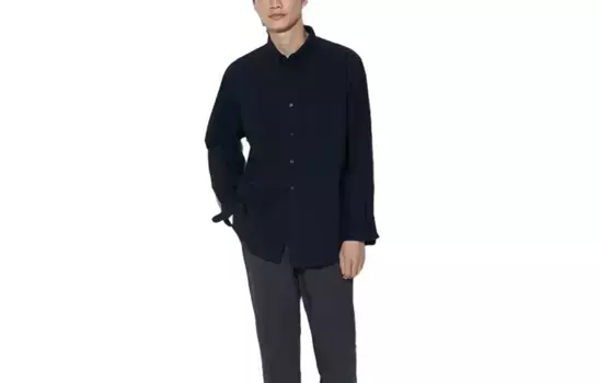 Рубашка унисекс темно-синяя Uniqlo, темно-синий