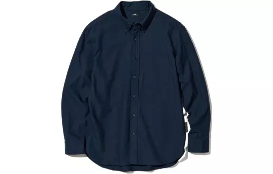 Рубашка унисекс темно-синяя Uniqlo, темно-синий