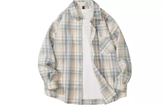 Рубашка унисекс TYPERIGHTER, Blue Grid (бесплатные брюки из ледяного шелка + тяжелая футболка)