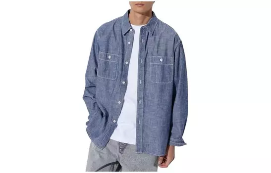 Рубашка унисекс Uniqlo, голубой