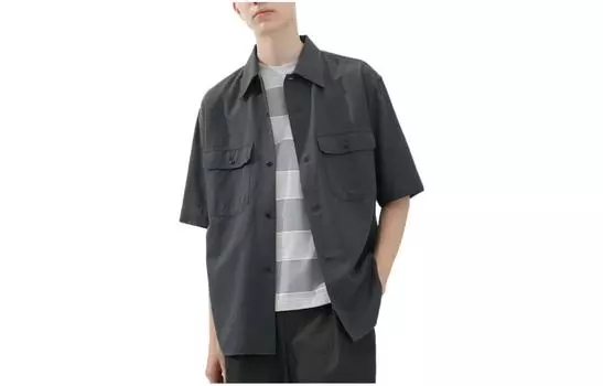 Рубашка унисекс UNIQLO, оловянно-серый