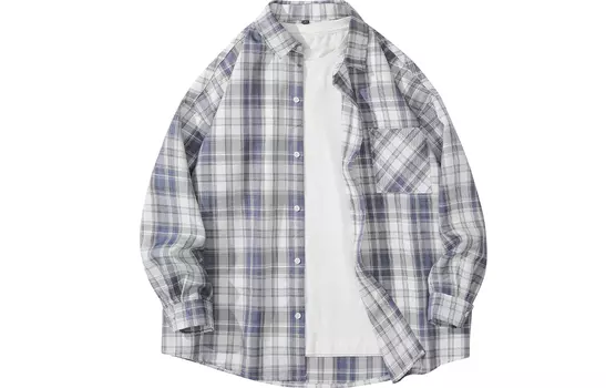 Рубашка унисекс Whelve, Серый Клетчатый