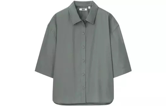 Рубашка унисекс зеленая Uniqlo, зеленый