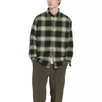 Рубашка унисекс зеленая Uniqlo, зеленый