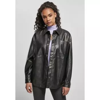 Рубашка Urban Classics Faux Leather Over, черный