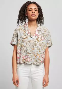 Рубашка Urban Classics, голубой гибискус.