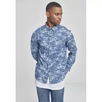Рубашка Urban Classics Printed Palm Denim, синий