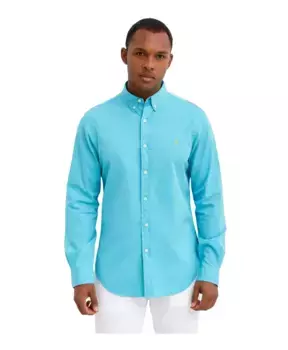 Рубашка узкого кроя бирюзового цвета Ralph Lauren, синий