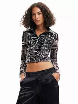 Рубашка узкого кроя Desigual, черный