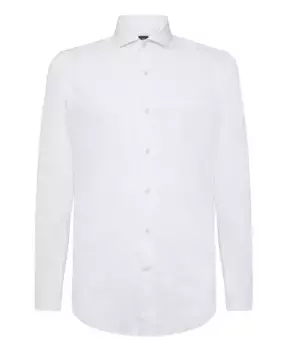 Рубашка узкого кроя из эластичного хлопка и нейлона Boggi Milano, белый