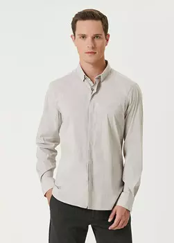Рубашка узкого кроя из эластичной ткани Beymen Club, бежевый