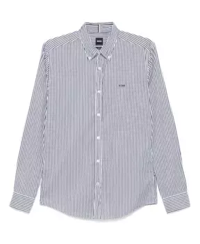 Рубашка узкого кроя из хлопка Hugo Boss, синий