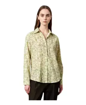 Рубашка узкого кроя из хлопка и кашемира Massimo Alba, зеленый