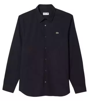 Рубашка узкого кроя из хлопкового поплина Lacoste, синий