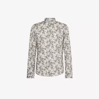 Рубашка узкого кроя из хлопкового поплина с принтом Liberty Rose Ikks, цвет acier