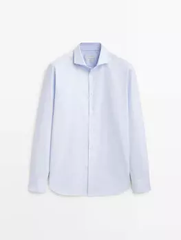 Рубашка Massimo Dutti Slim Fit Cotton Twill, небесно-голубой