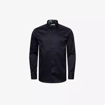 Рубашка узкого кроя из органического хлопка с цветочным принтом Eton, темно-синий