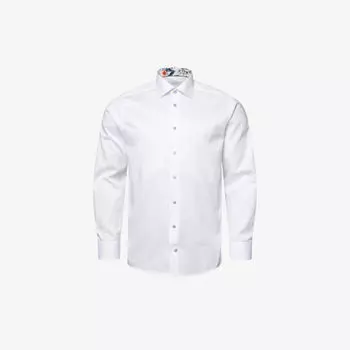 Рубашка узкого кроя из органического хлопка с цветочным принтом Eton, белый