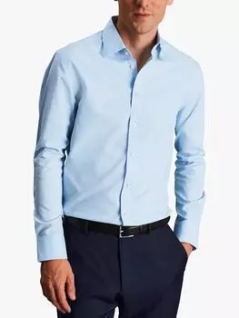Рубашка узкого кроя из поплина без глажки Charles Tyrwhitt, небесно-голубая