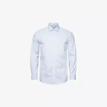 Рубашка узкого кроя из поплина из органического хлопка с завышенной бенгальской полоской Eton, синий