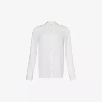 Рубашка узкого кроя из смесового шелка с изогнутым краем Vince, белый