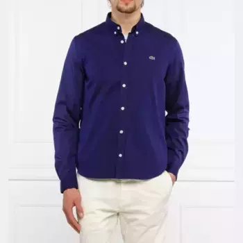 Рубашка узкого кроя Lacoste, синий