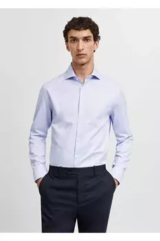 Рубашка узкого кроя Mango, синий