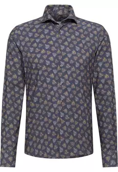 Рубашка узкого кроя на пуговицах Eterna, темно-синий