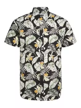 Рубашка узкого кроя на пуговицах Jack & Jones, черный