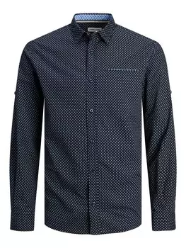 Рубашка узкого кроя на пуговицах JACK & JONES, ночная синяя