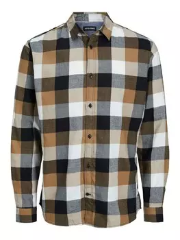 Рубашка узкого кроя на пуговицах JACK & JONES, карамель