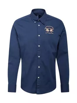 Рубашка узкого кроя на пуговицах La Martina, темно-синий