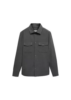 Рубашка узкого кроя на пуговицах Mango Man POLAN, темно-серый